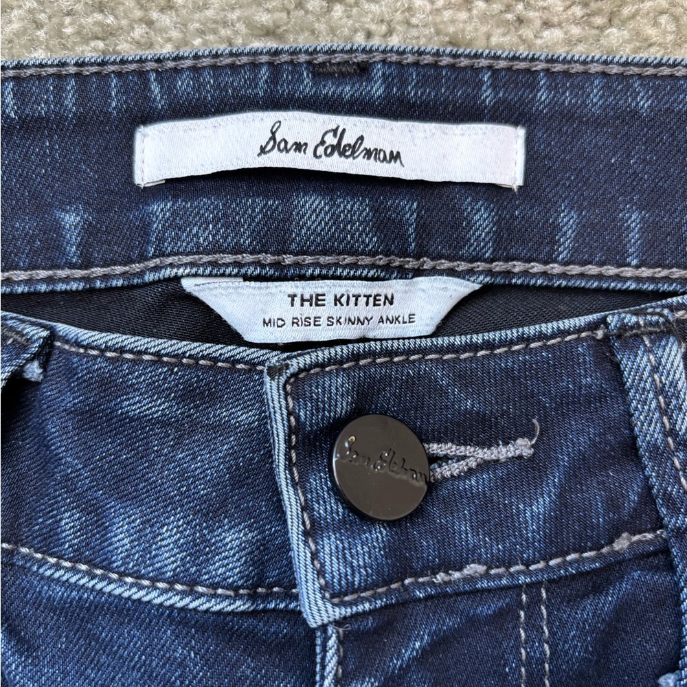 Sam Edelman Kitten Mid Rise Skinny Ankle Jeans Size 24 Dark Wash - Picture 4 of 9